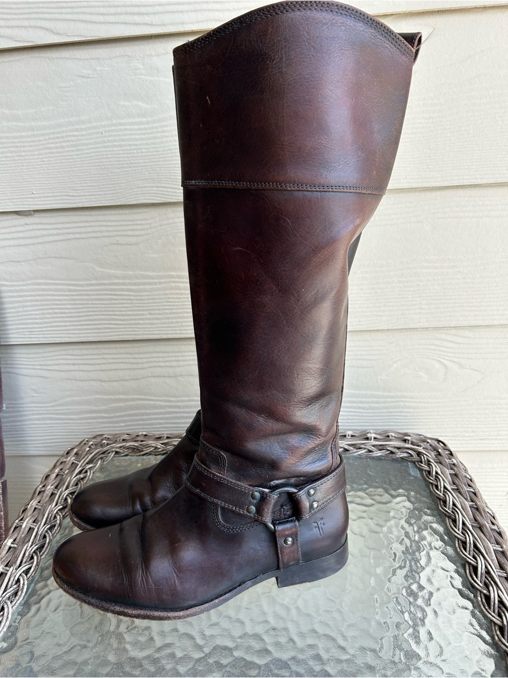 Vintage! Women’s FRYE Melissa TALL HARNESS Leather Riding Boots Brown sz 8.5